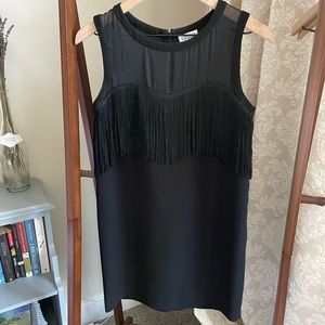 CLAUDIE PIERLOT black fringe cocktail shift dress